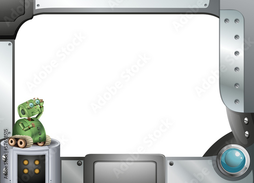 A robot in a metallic frame