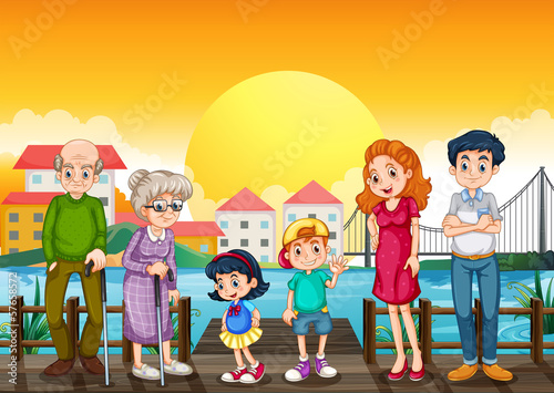 A family at the port