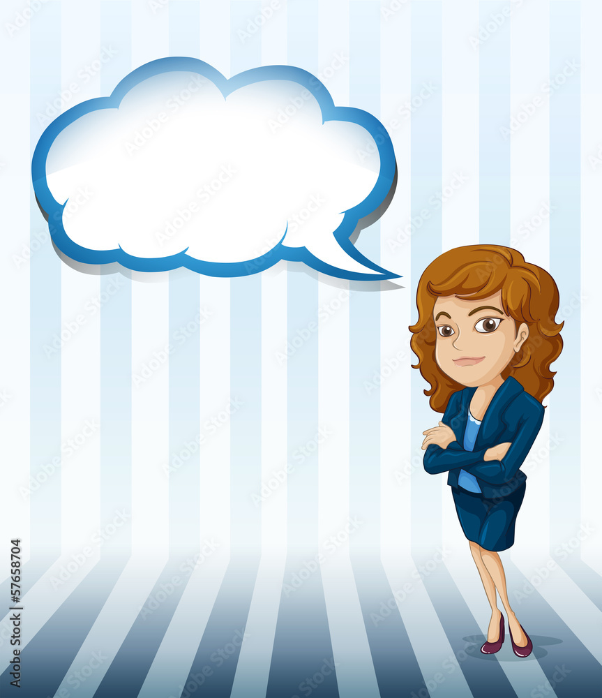 A woman with an empty cloud callout A woman with an empty cloud callout