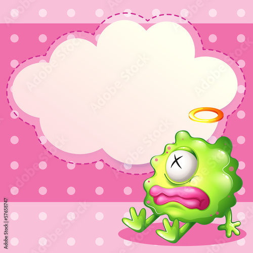 A sick green monster in front of the empty cloud template