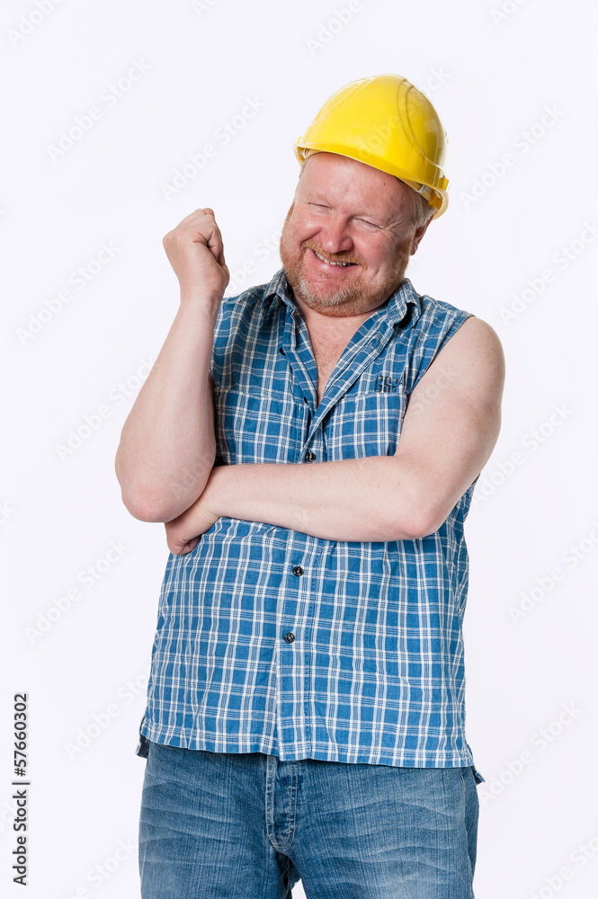 Builder facial expression - isolated on white Builder facial expression - isolated on white