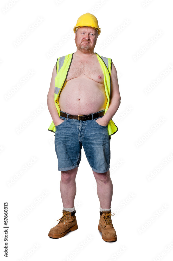 Construction worker in hard hat - isolated on white Construction worker in hard hat - isolated on white