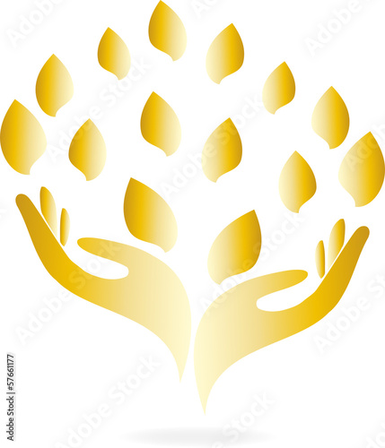 Logo, Hand, Blätter, Heilpraktiker