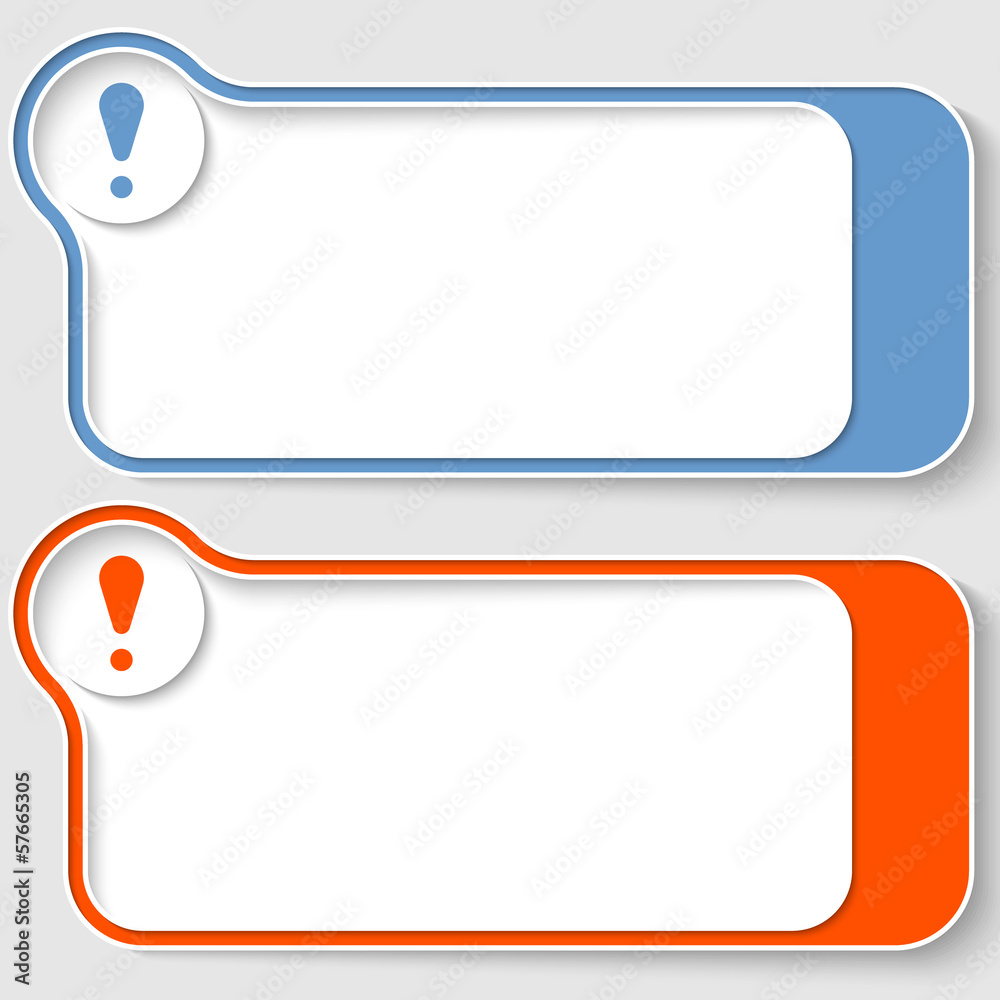 set of two abstract text boxes with exclamation mark set of two abstract text boxes with exclamation mark