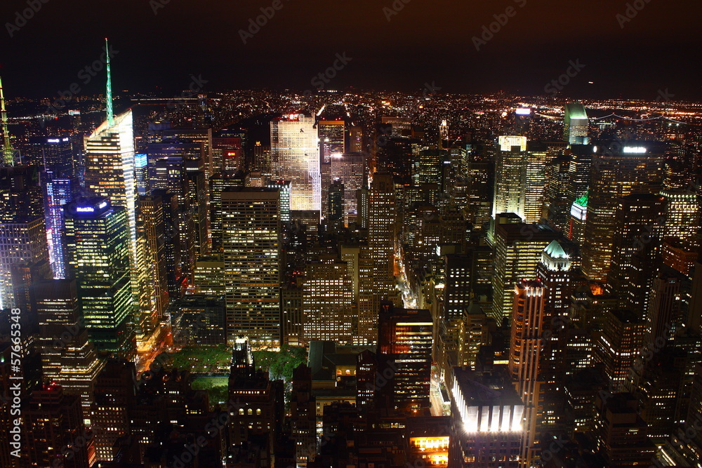 Paesaggio notturno di New York - obrazy, fototapety, plakaty 