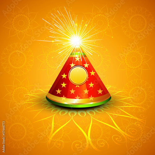 Vector celebration glowing diwali cracker colorful background