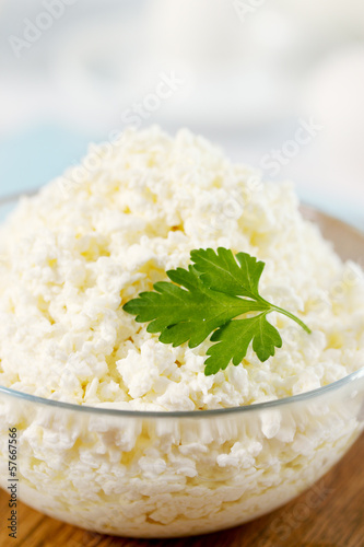 cheese in a transparent  bowl photo