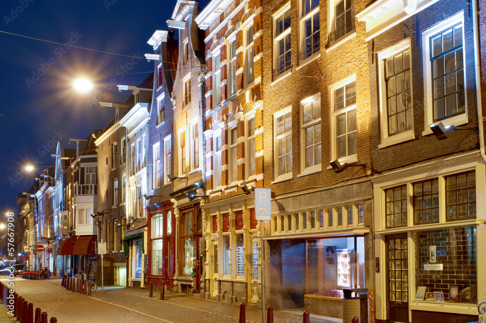Amsterdam: typical street scenery at night. Amsterdam: typical street scenery at night.