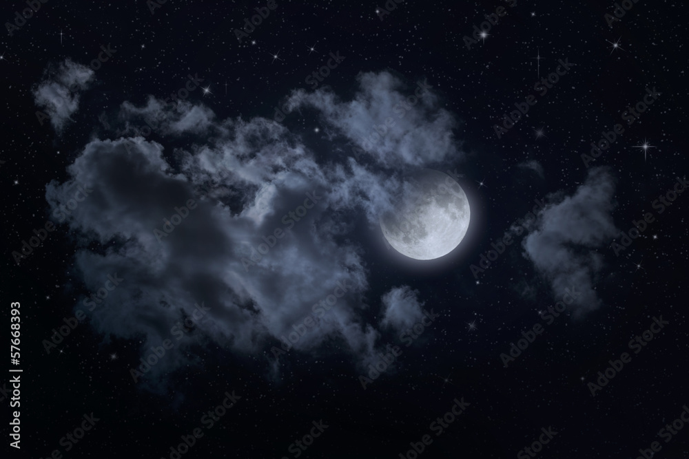 Fototapeta premium Night starry sky and moon