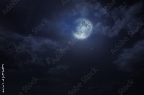 Night starry sky and moon