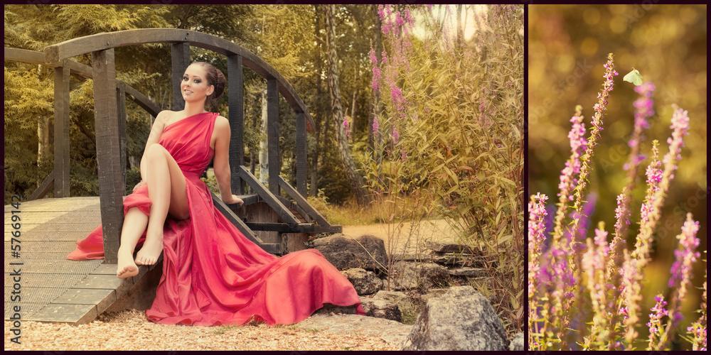 Fototapeta premium Beautiful fashionable woman in park
