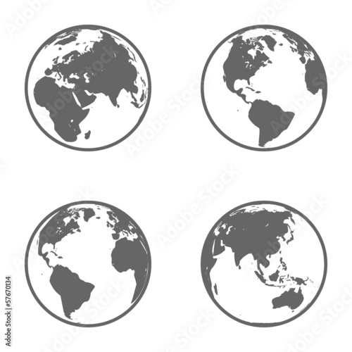 Earth Globe Emblem. Icon Set. Vector