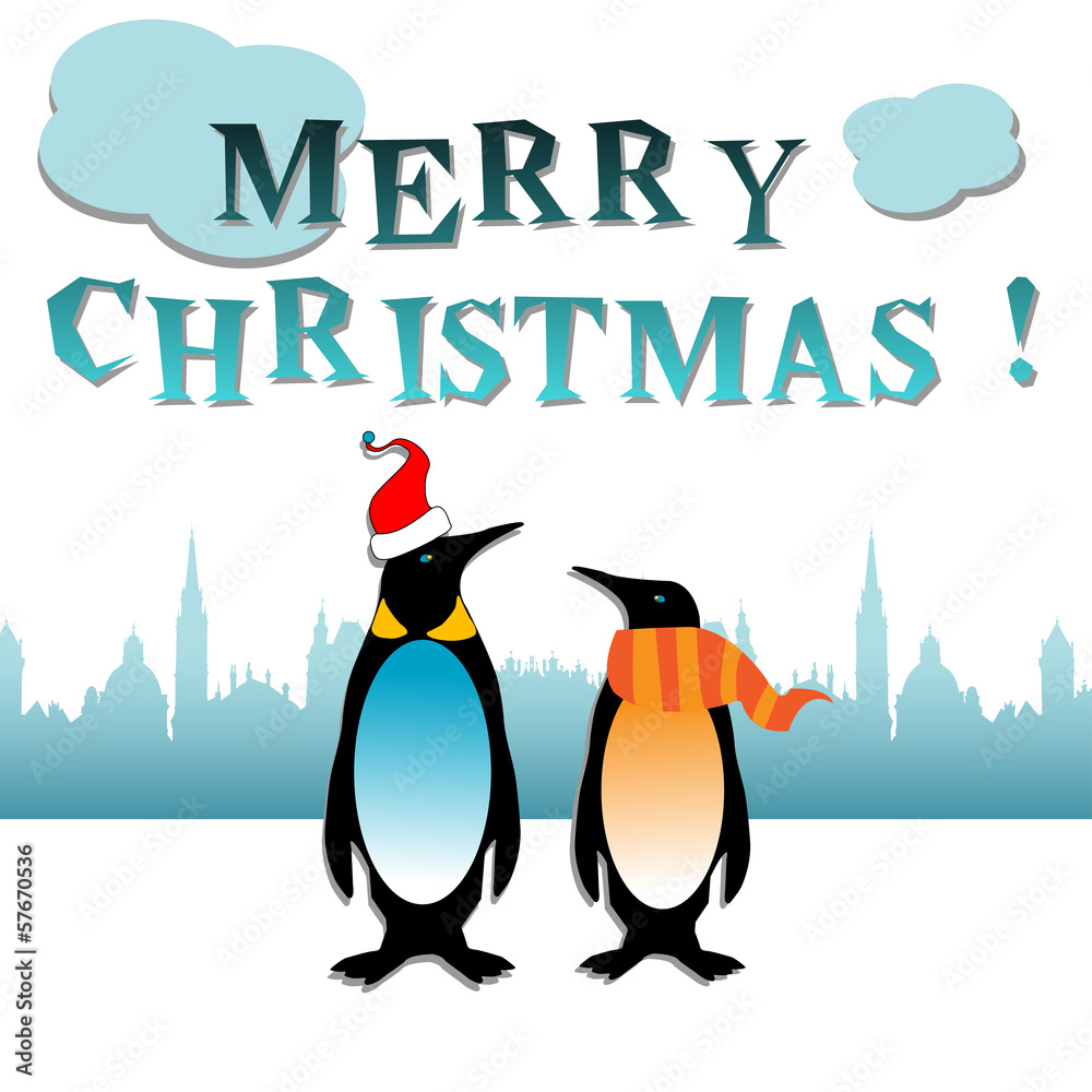 Obraz premium Christmas with penguins