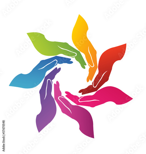 Hands helping colorful logo vector
