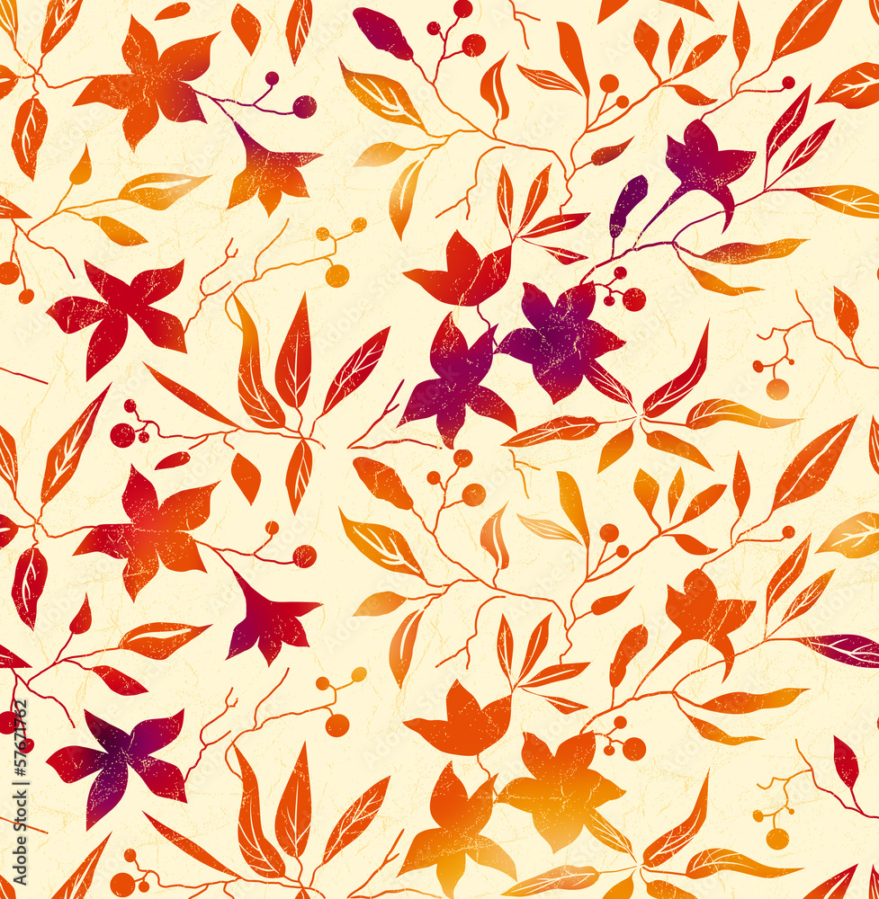 Vector autumn background with leaves and flowers Vector autumn background with leaves and flowers