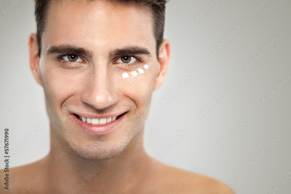 Fototapeta premium Man with anti- aging cream