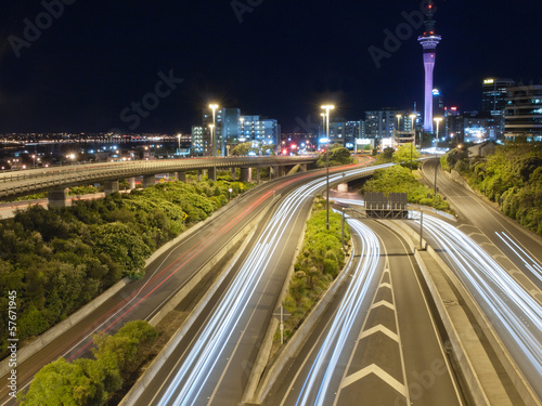 Night traffic in Auckland