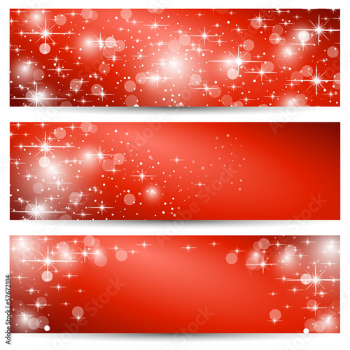 Christmas banner red background with stars