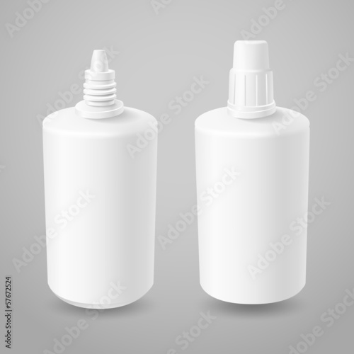 White plastic opened and closed bottles