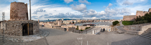 Panoramic view insede fort saint Nicolas and city of Marseille