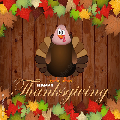 Happy Thanksgiving cartoon turkey - card vector illustration