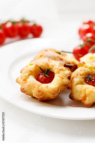 cakes with cherry tomatoes