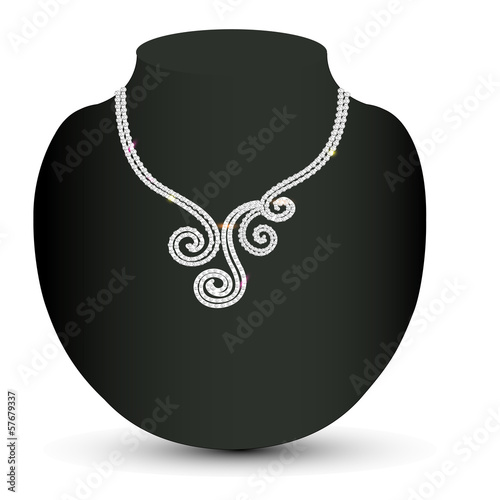 female necklace with a diamond spirals
