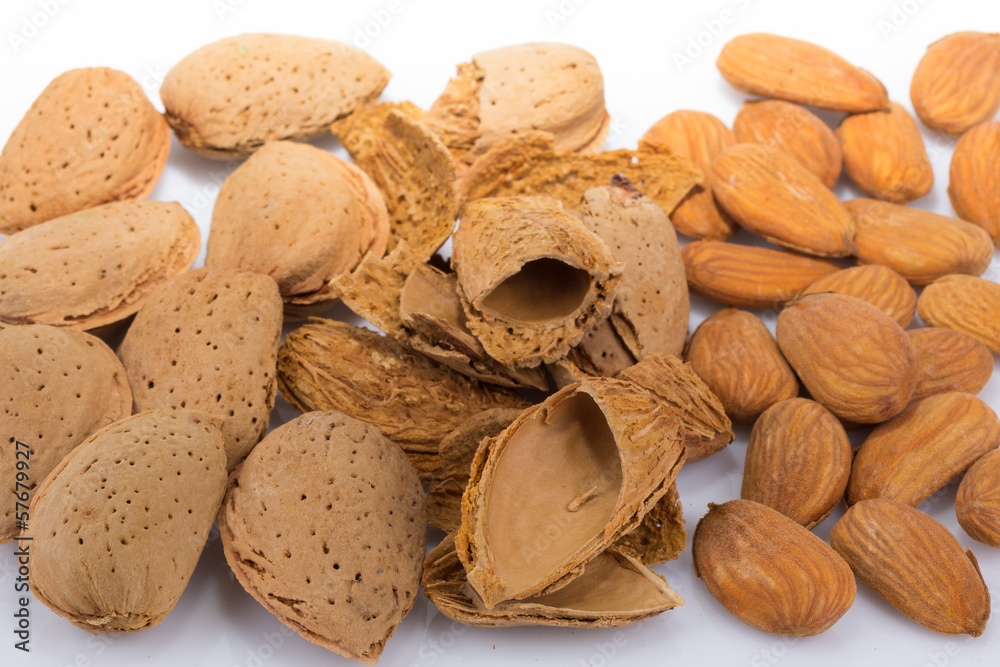 almonds in shell and peeled almonds in shell and peeled