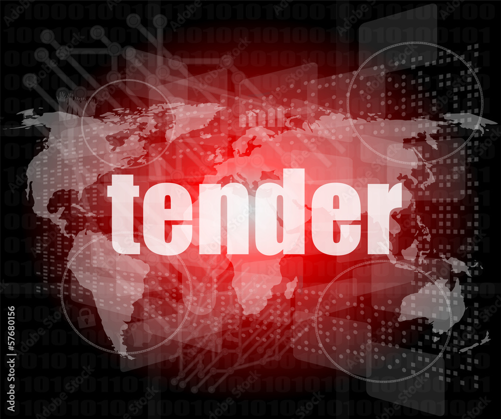 tender word on digital screen, global communication concept