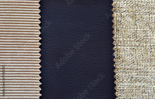 Textura de pana, cuero y tela en colores gris y beige