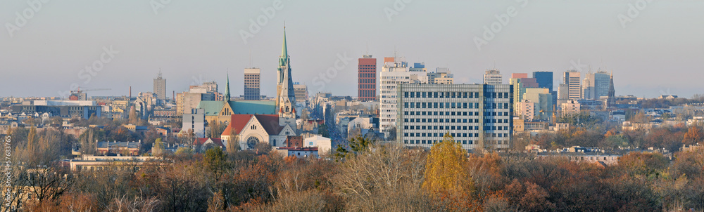 Lodz, Poland -Stitched Panorama - obrazy, fototapety, plakaty 