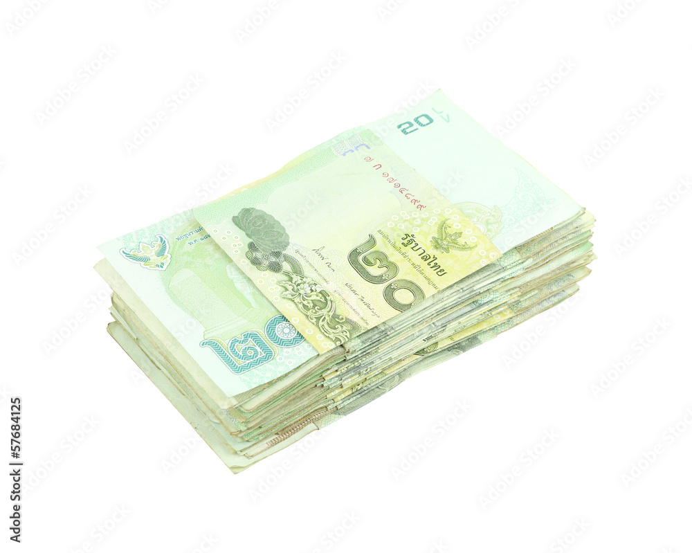 stack of Thai money on white background stack of Thai money on white background