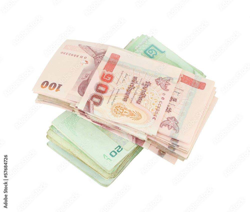 stack of Thai money on white background stack of Thai money on white background