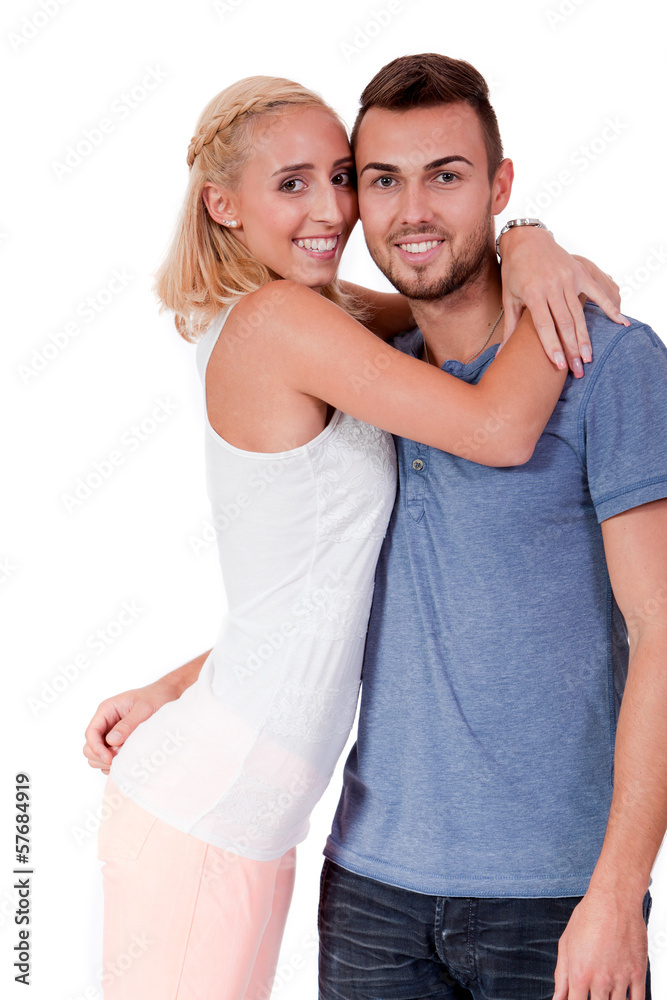 lachendes verliebtes junges paar isoliert lachendes verliebtes junges paar isoliert