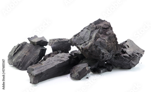 Coal on white background photo