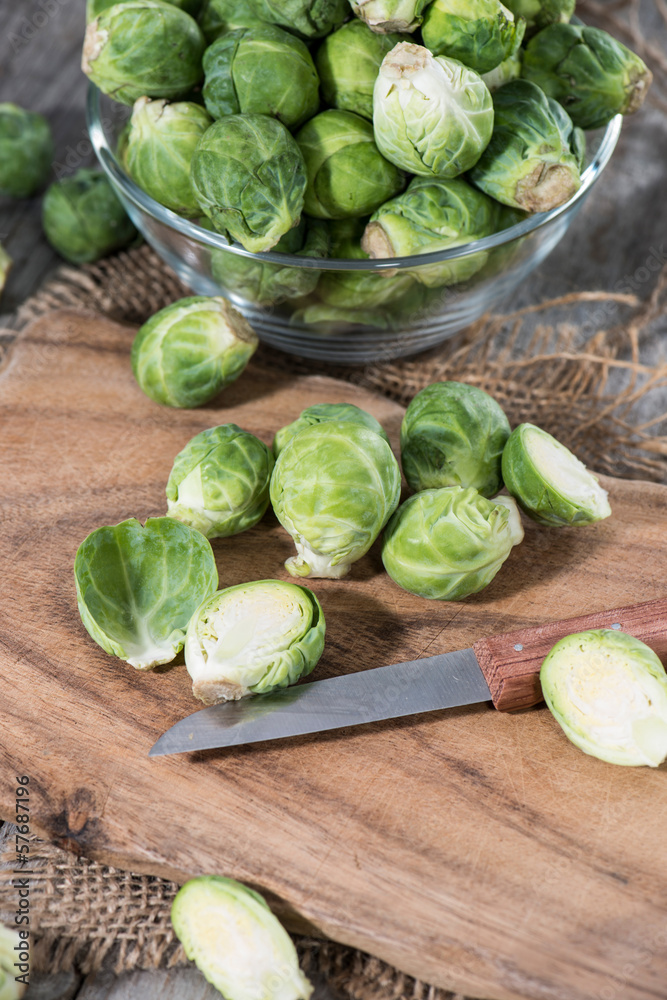Small portion of raw Brussel Sprouts Small portion of raw Brussel Sprouts