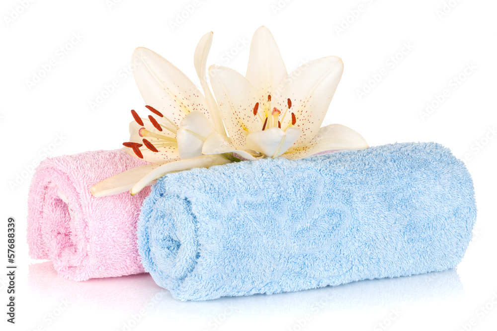 Spa setting with white lily flowers Spa setting with white lily flowers