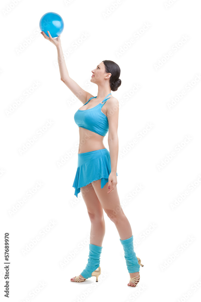 Attractive brunette woman doing exercises with the ball. Attractive brunette woman doing exercises with the ball.