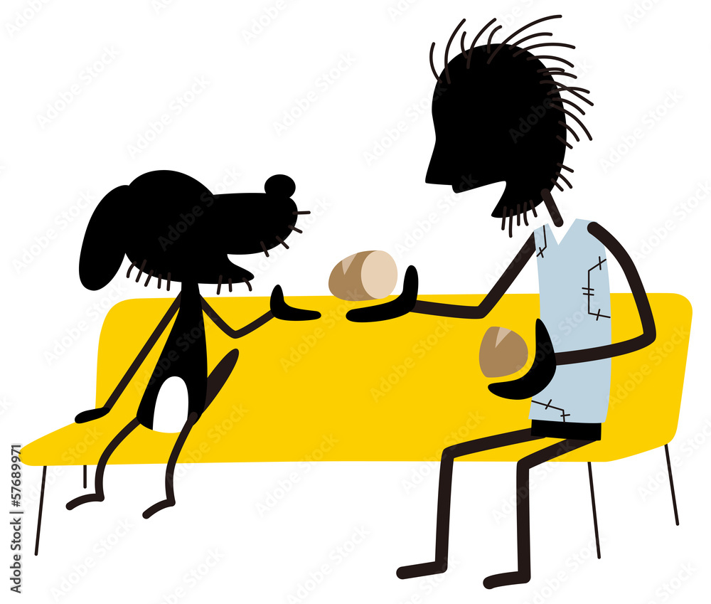 食べ物を分け合う男性stock Vector Adobe Stock