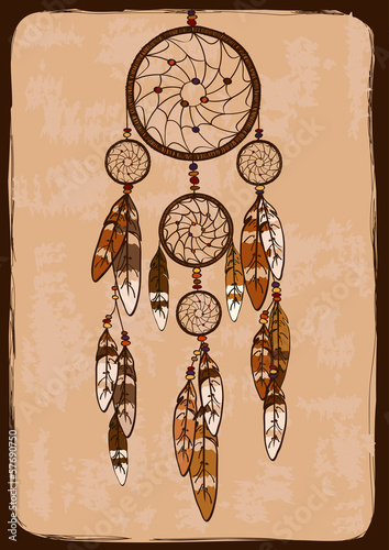 Illustration with tribal dreamcatcher
