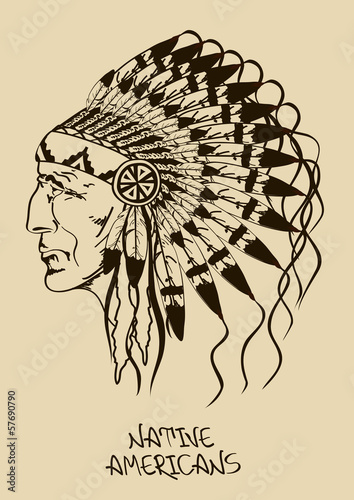 Illustration with Native American Indian chief