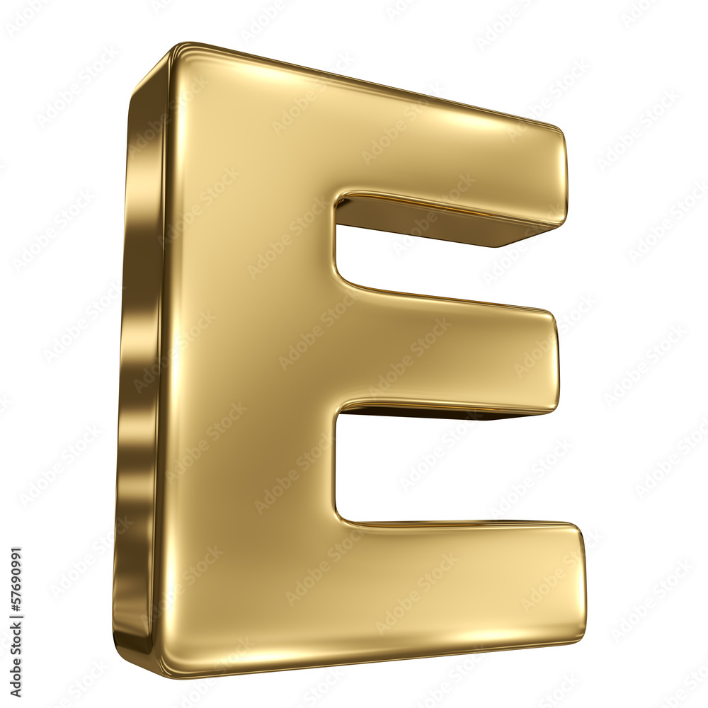 Letter E from gold solid alphabet Letter E from gold solid alphabet