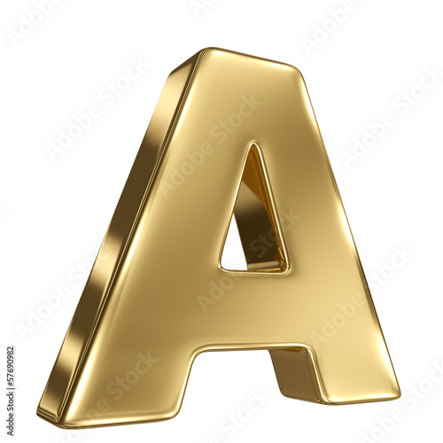 Letter A from gold solid alphabet