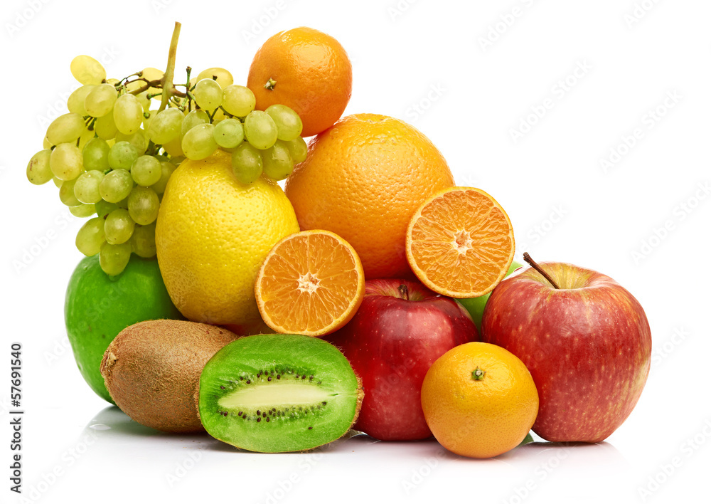 Composition with fruits isolated on a white Composition with fruits isolated on a white
