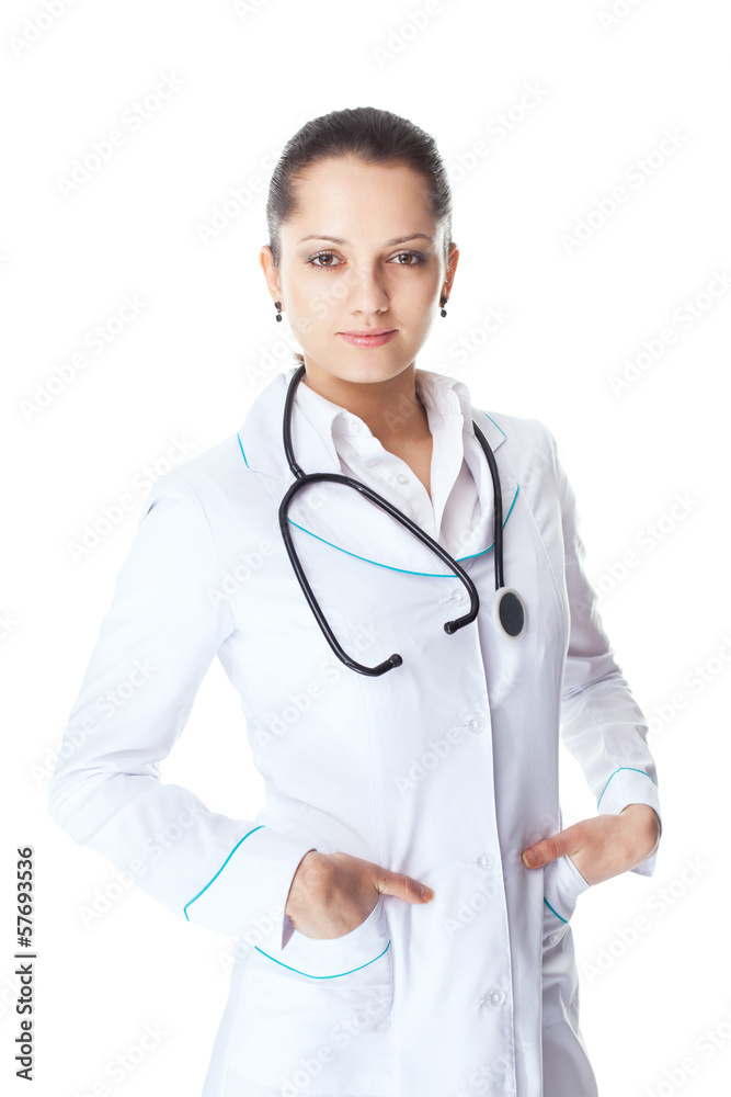 Portrait of young smiling woman doctor Portrait of young smiling woman doctor