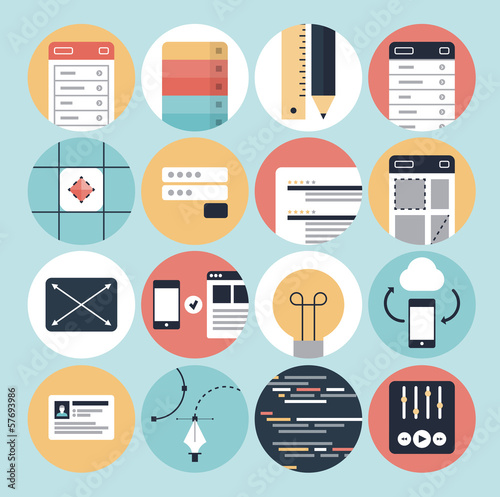 Modern web development and graphic design icons