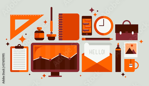 Set of office tools illustration
