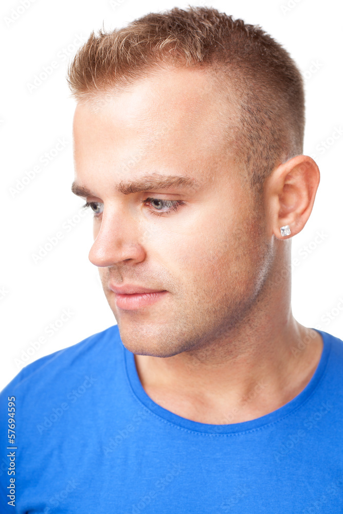 Obraz premium Portrait of serious pensive young man