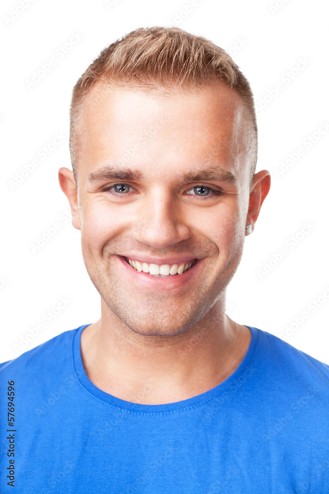 Obraz premium Closeup portrait of happy smiling young man