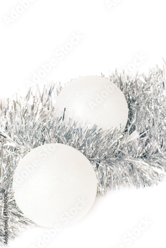 christmas balls and silver ...